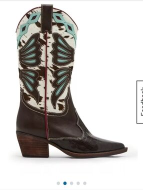 NWOB!!!!! STEVE MADDEN Women's Brown and Turquoise Western Cowboy Boots